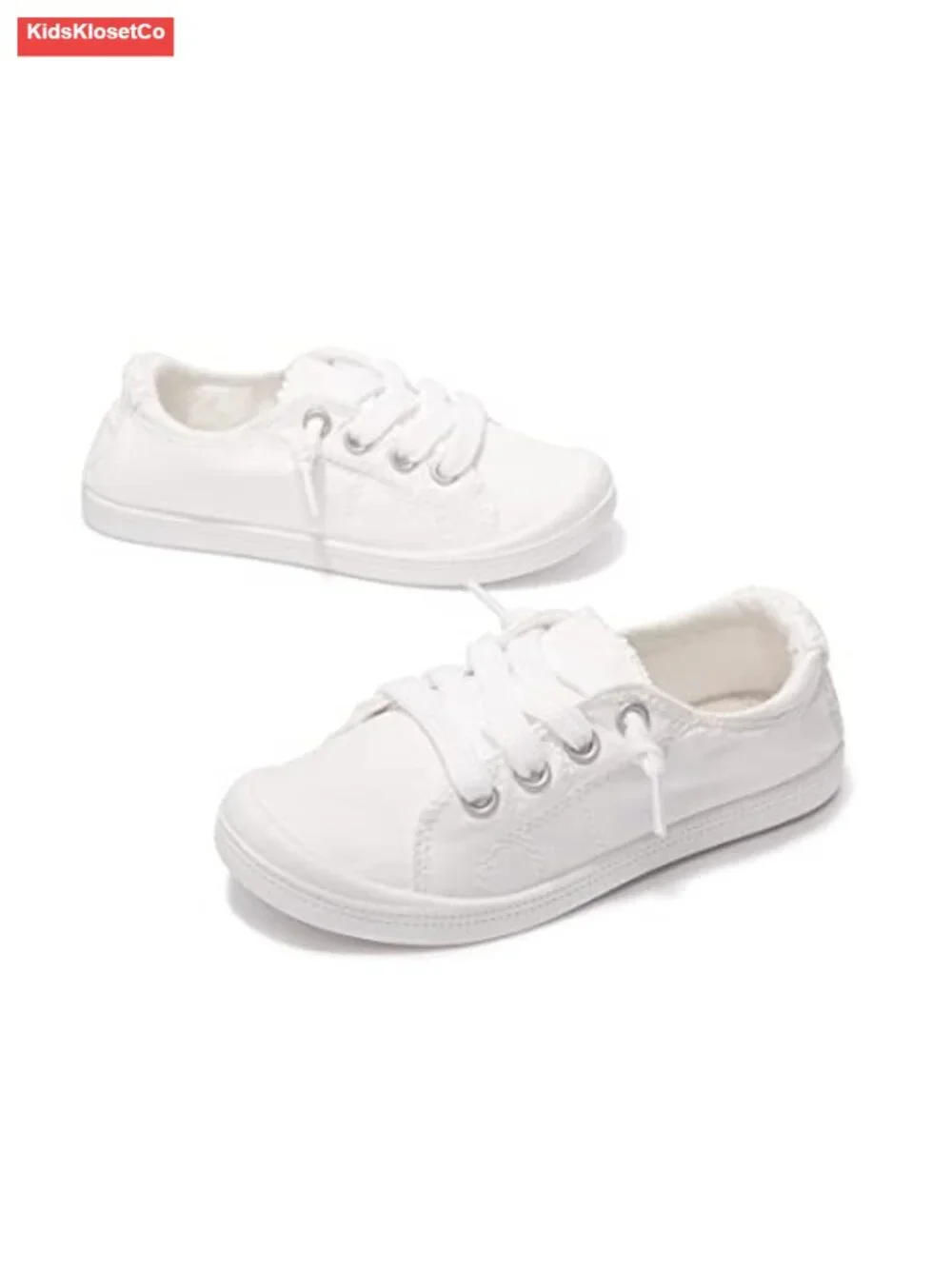 Kids Slip On Canvas Sneakers Low Top Elastic Lace Casual Shoes